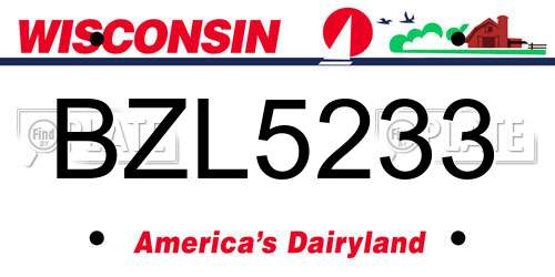 BZL5233 Wisconsin License Plate