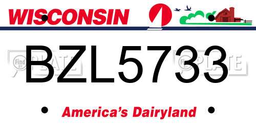 BZL5733 Wisconsin License Plate
