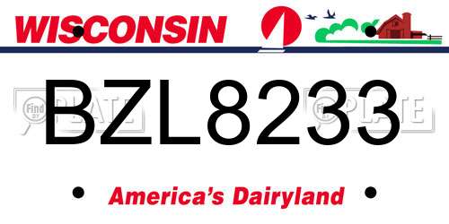 BZL8233 Wisconsin License Plate