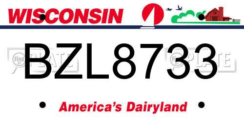 BZL8733 Wisconsin License Plate