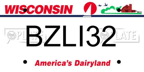 BZLI32 Wisconsin License Plate