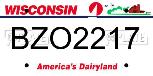 BZO2217 Wisconsin License Plate