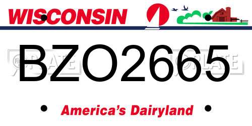 BZO2665 Wisconsin License Plate