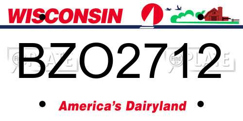 BZO2712 Wisconsin License Plate