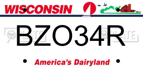 BZO34R Wisconsin License Plate