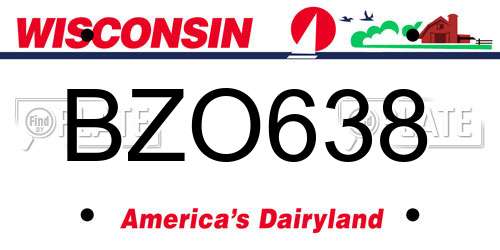 BZO638 Wisconsin License Plate