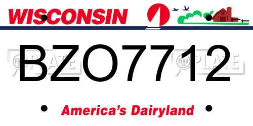 BZO7712 Wisconsin License Plate