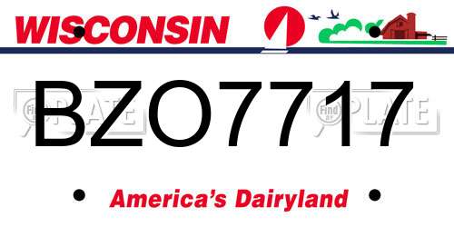 BZO7717 Wisconsin License Plate