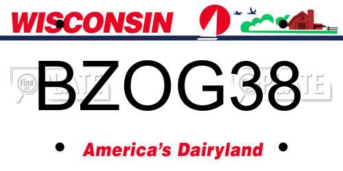 BZOG38 Wisconsin License Plate