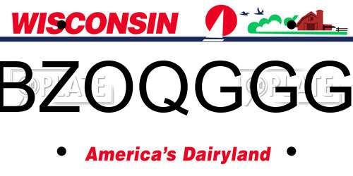 BZOQGGG Wisconsin License Plate