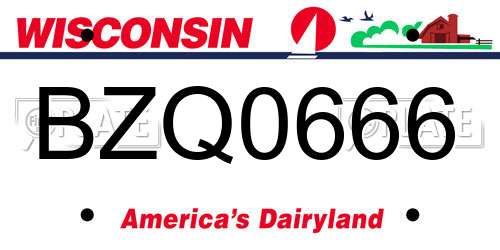 BZQ0666 Wisconsin License Plate