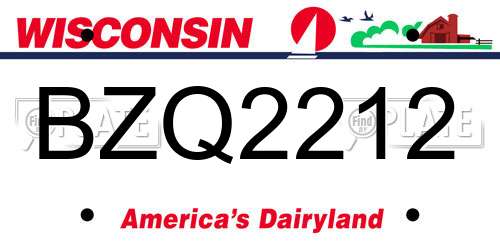 BZQ2212 Wisconsin License Plate