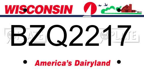 BZQ2217 Wisconsin License Plate