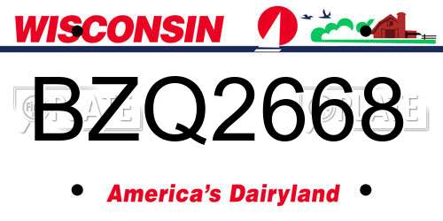 BZQ2668 Wisconsin License Plate