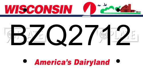 BZQ2712 Wisconsin License Plate