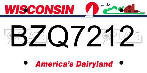 BZQ7212 Wisconsin License Plate
