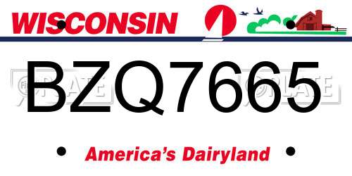 BZQ7665 Wisconsin License Plate