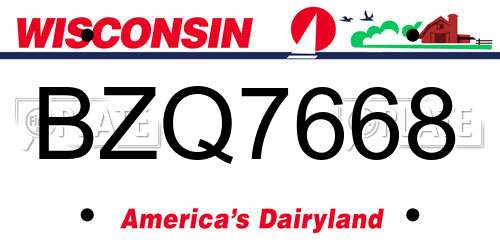 BZQ7668 Wisconsin License Plate