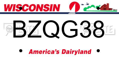 BZQG38 Wisconsin License Plate