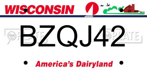 BZQJ42 Wisconsin License Plate