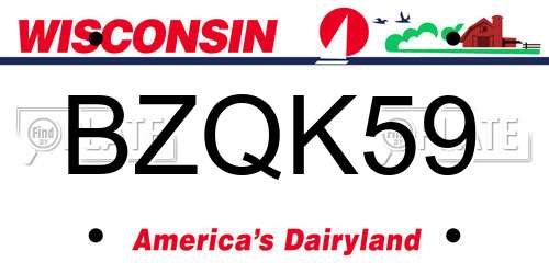 BZQK59 Wisconsin License Plate