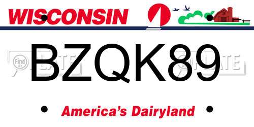 BZQK89 Wisconsin License Plate
