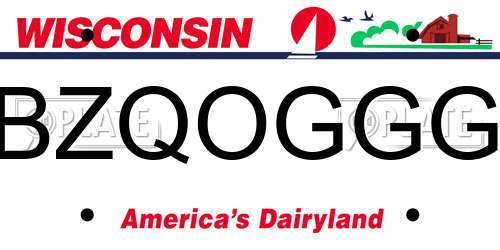 BZQOGGG Wisconsin License Plate