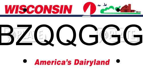BZQQGGG Wisconsin License Plate