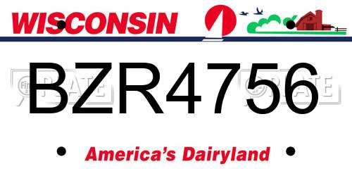 BZR4756 Wisconsin License Plate
