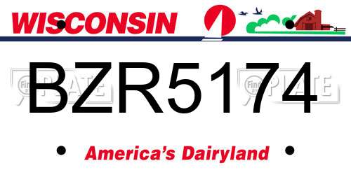 BZR5174 Wisconsin License Plate