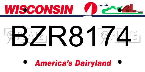 BZR8174 Wisconsin License Plate