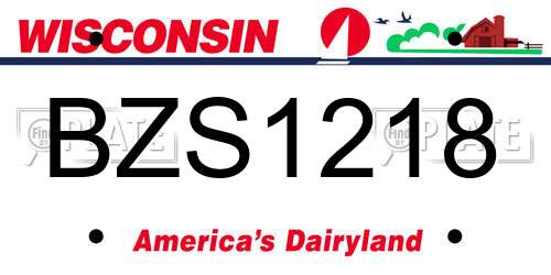 BZS1218 Wisconsin License Plate