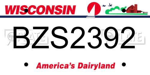 BZS2392 Wisconsin License Plate