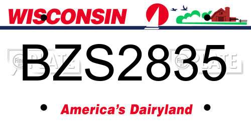 BZS2835 Wisconsin License Plate