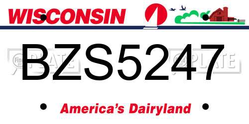 BZS5247 Wisconsin License Plate