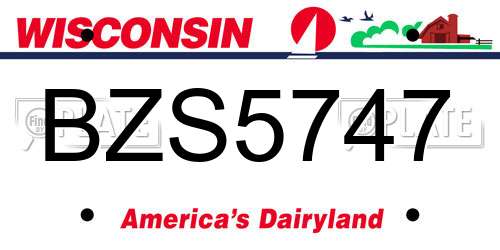 BZS5747 Wisconsin License Plate
