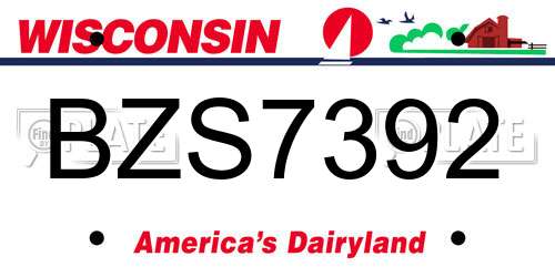 BZS7392 Wisconsin License Plate