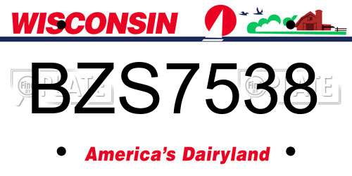 BZS7538 Wisconsin License Plate