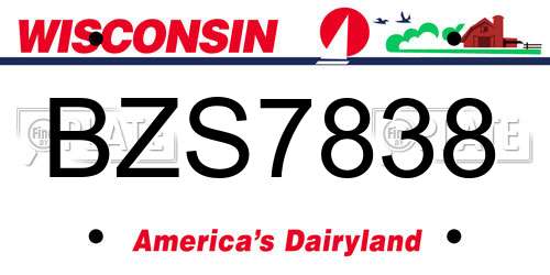 BZS7838 Wisconsin License Plate