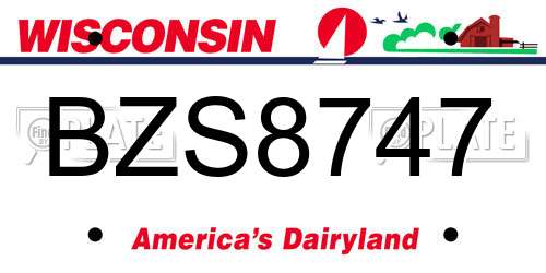 BZS8747 Wisconsin License Plate