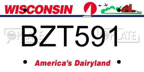 BZT591 Wisconsin License Plate