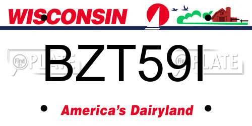 BZT59I Wisconsin License Plate