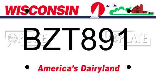BZT891 Wisconsin License Plate