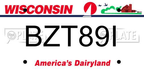 BZT89I Wisconsin License Plate