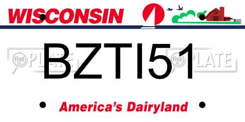 BZTI51 Wisconsin License Plate