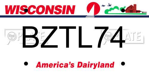 BZTL74 Wisconsin License Plate