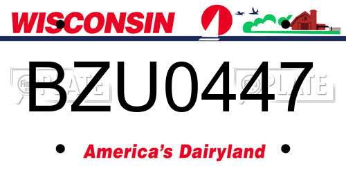 BZU0447 Wisconsin License Plate