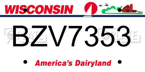 BZV7353 Wisconsin License Plate