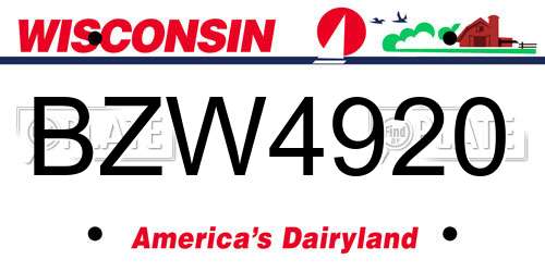 BZW4920 Wisconsin License Plate