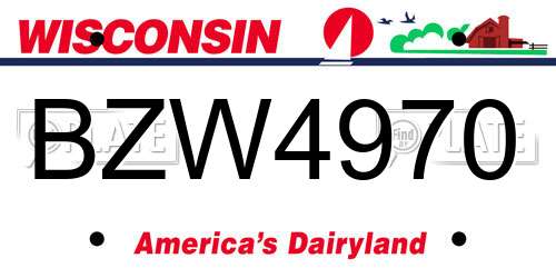 BZW4970 Wisconsin License Plate